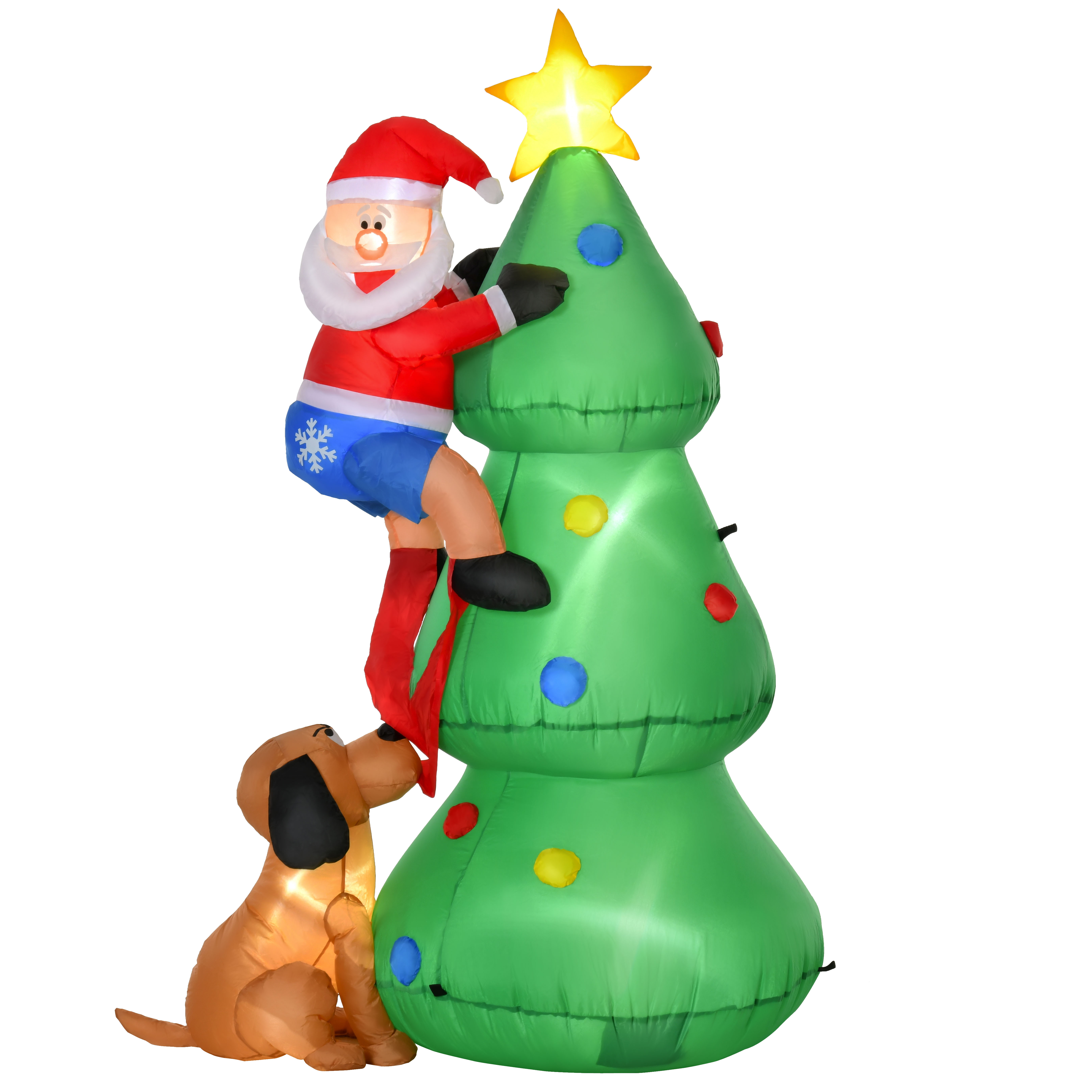 HOMCOM Aufblasbarer Weihnachtsbaum mit Weihnachtsmann und dem Hund 180 cm W günstig online kaufen