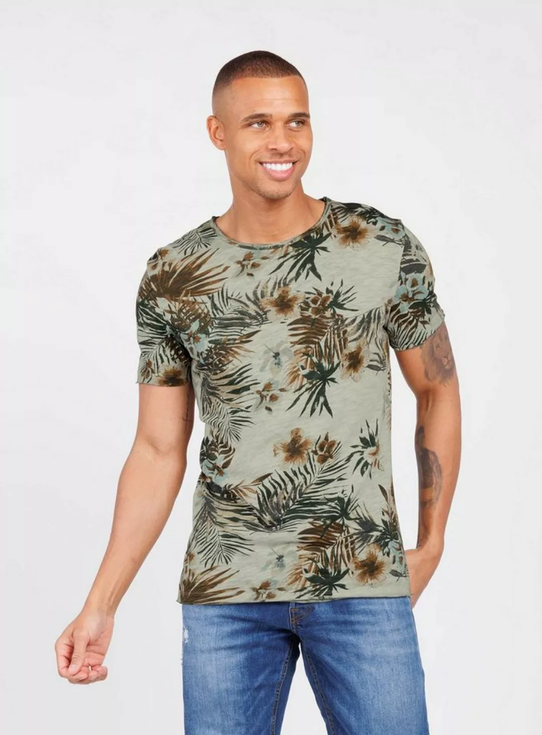 Key Largo T-Shirt T-Shirt Playa Hawaii Flower Printshirt vintage Look MT004 günstig online kaufen