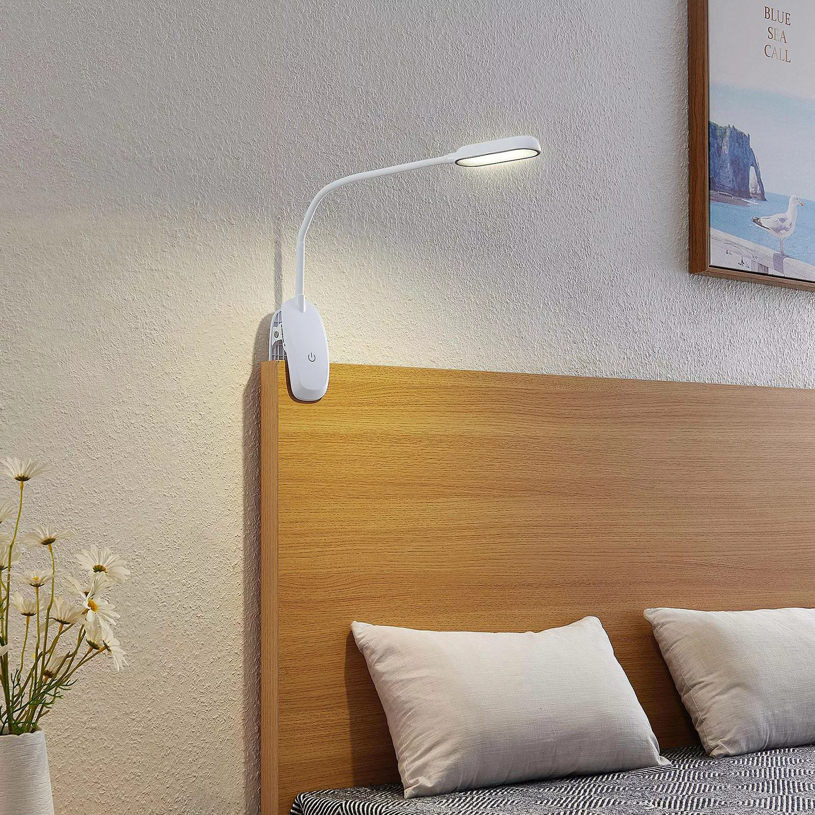 Prios LED-Klemmleuchte Najari, weiß, Akku, USB, 51 cm hoch günstig online kaufen