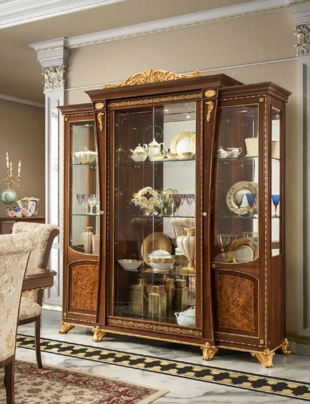 JVmoebel Vitrine Vitrinen Holz Glas Schrank Echtholz Vitrine Wohnzimmer Möb günstig online kaufen