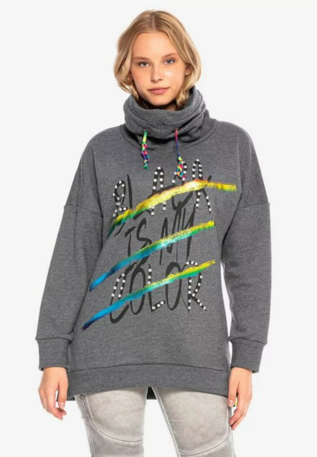 Cipo & Baxx Sweatshirt mit hohem Schallkragen günstig online kaufen