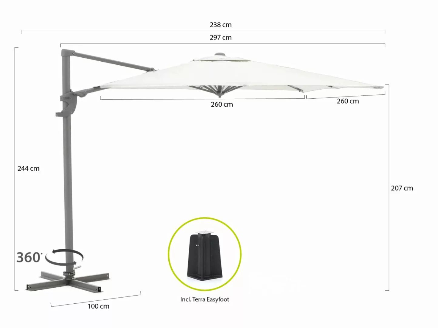 Shadowline Francisco Ampelschirm 260x260 cm günstig online kaufen