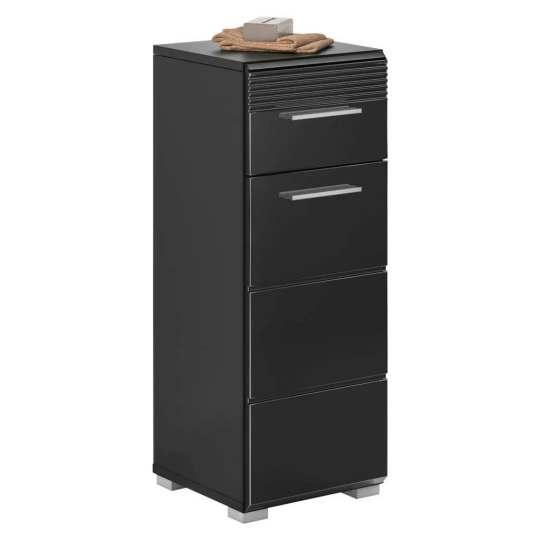 Badhochschrank LINUS schwarz schwarz Hochglanz B/H/T: ca. 30x80x31 cm günstig online kaufen