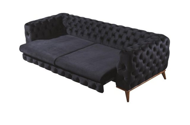 JVmoebel Sofa Sofagarnitur Sofa 3+3+1 Sitzer Schwarz Chesterfield Sessel Mö günstig online kaufen