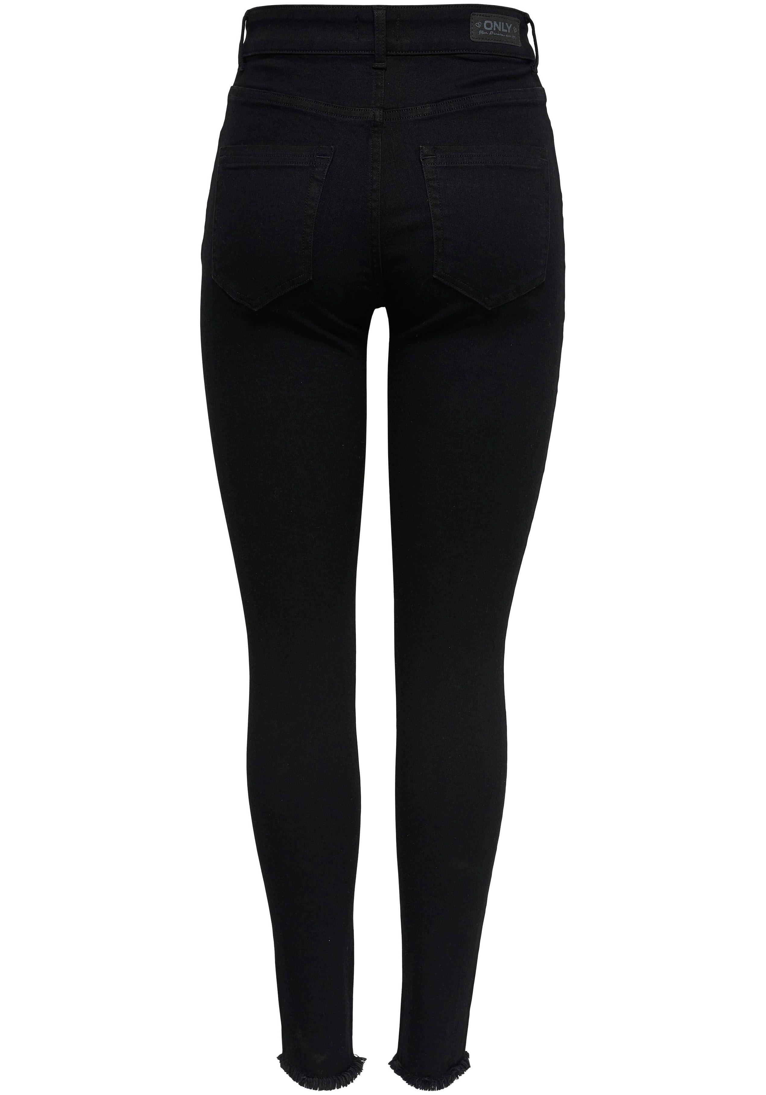 Only Damen Jeans onlBLUSH MID SK ANK RAWJNS REA2343 - Skinny Fit - Schwarz günstig online kaufen