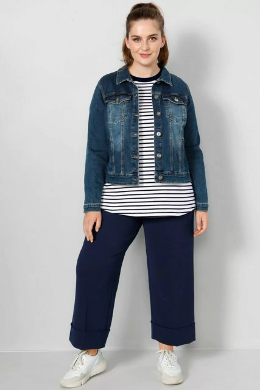 Dollywood Regular-fit-Jeans Jeansjacke Hemdkragen Knopfleiste langer Arm günstig online kaufen