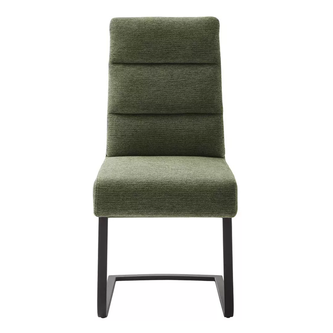 Freischwinger Stühle in Oliv Grün und Schwarz 49 cm Sitzhöhe (2er Set) günstig online kaufen