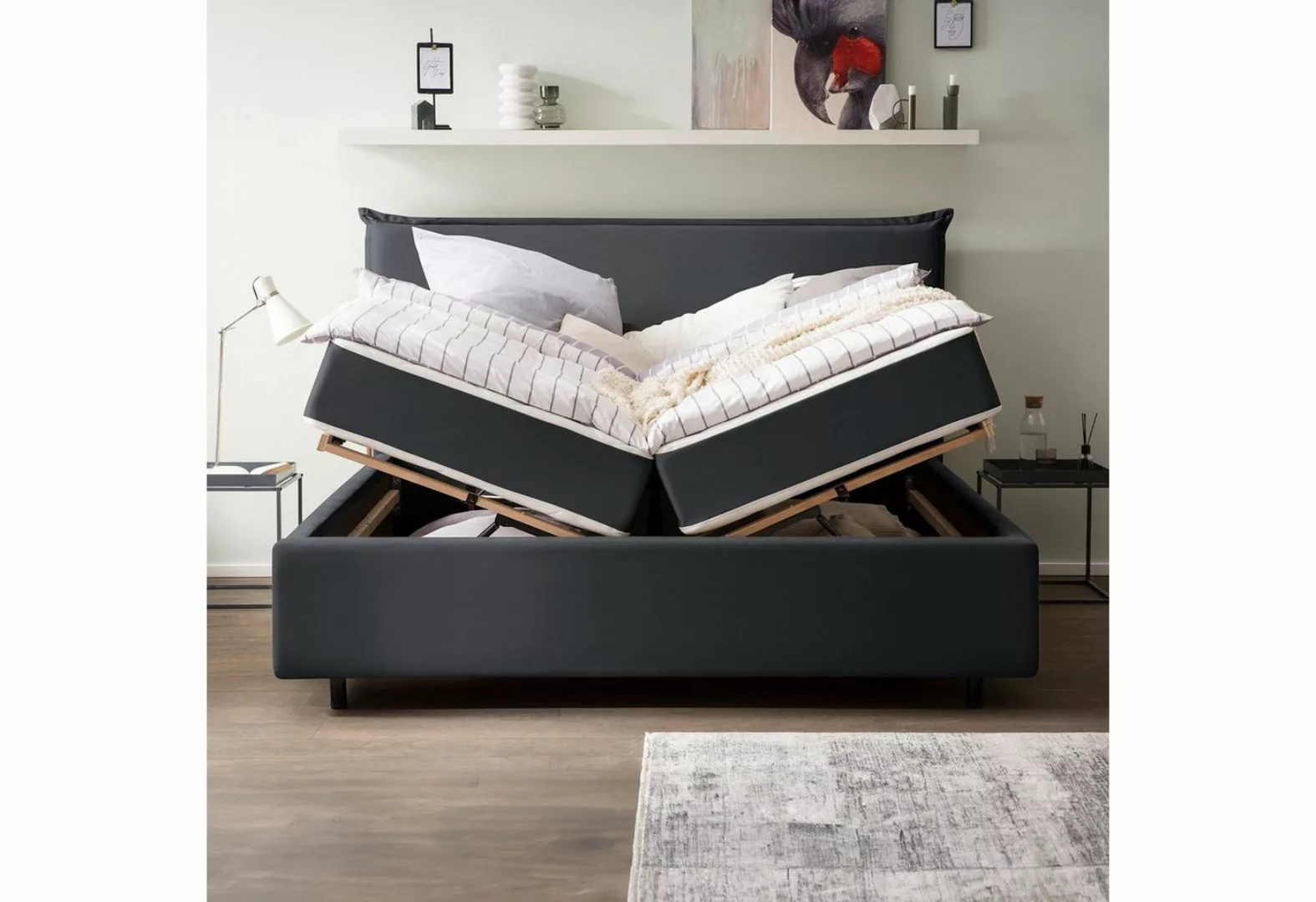 BettCo Stauraumbett London (in Schwarz Velours, 180 x 200 cm), Bettkasten X günstig online kaufen