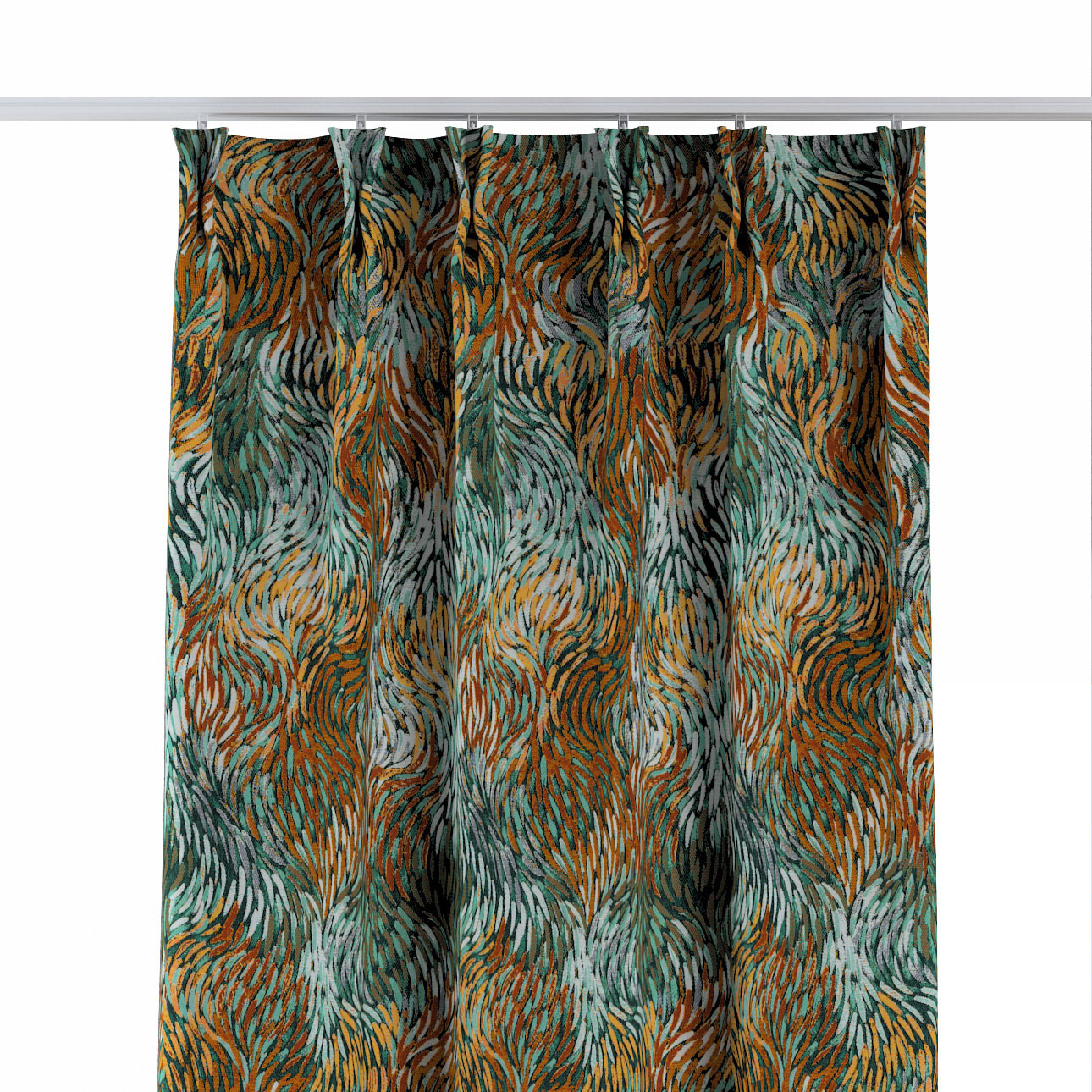 Vorhang mit flämischen 2-er Falten, grün- orange, Intenso Premium (144-31) günstig online kaufen