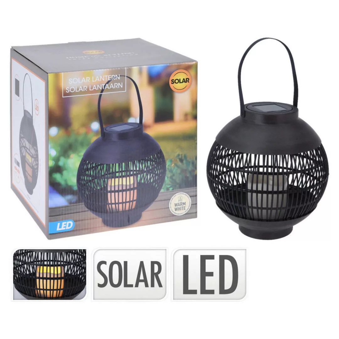 Progarden Solar-laterne Mit Led-kerze Rattan Schwarz günstig online kaufen