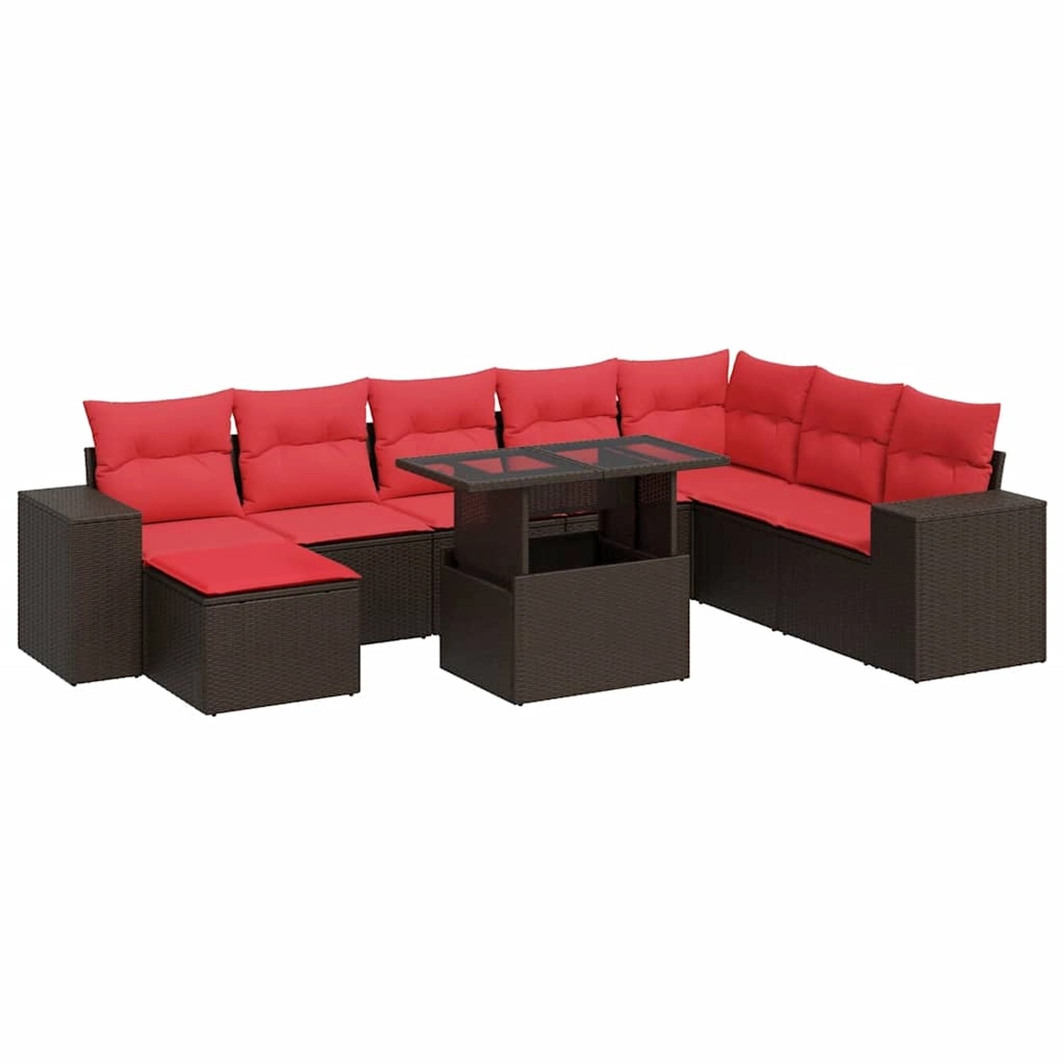 vidaXL 9-Tlg Garten-Sofagarnitur mit Kissen Braun Poly Rattan Akazie 332685 günstig online kaufen