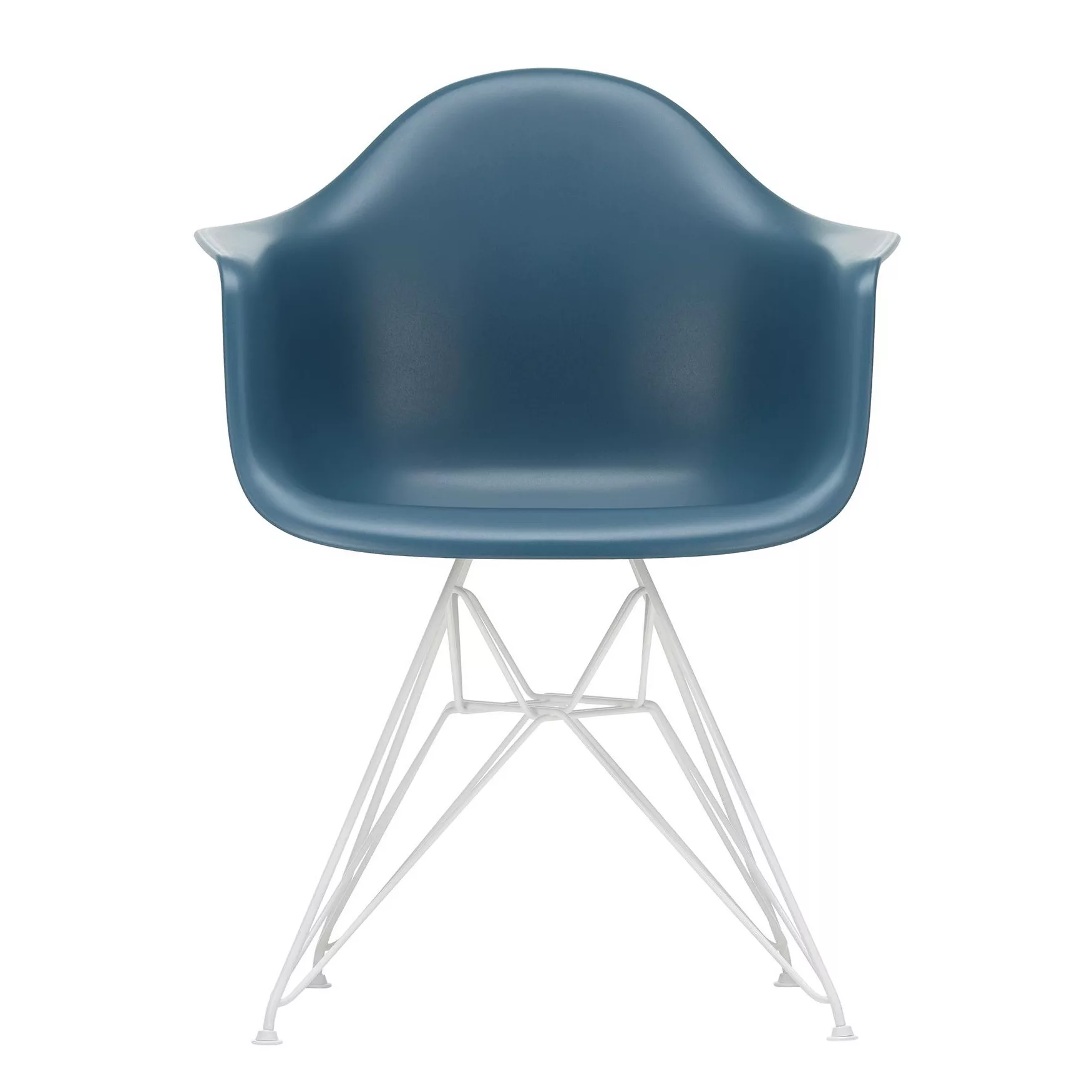 Vitra - Eames Plastic Armchair DAR Gestell weiß - meerblau/Sitzschale Polyp günstig online kaufen