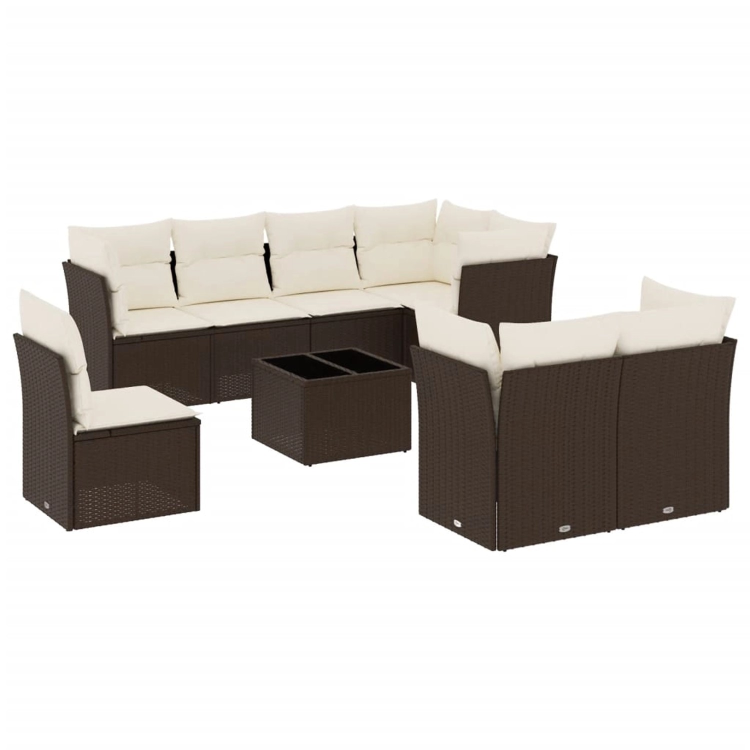 vidaXL 9-Tlg Garten-Sofagarnitur mit Kissen Braun Poly Rattan 3217943 günstig online kaufen