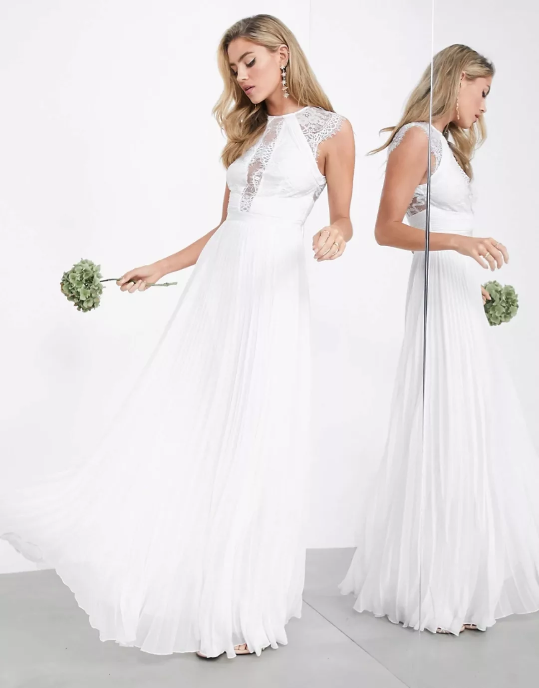 ASOS EDITION – Ruby – Hochzeitskleid mit plissiertem Rock und Oberteil mit günstig online kaufen
