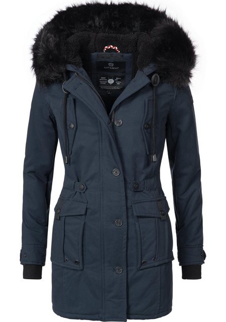 Navahoo Wintermantel Luluna edler Baumwoll Parka mit Fellimitat günstig online kaufen