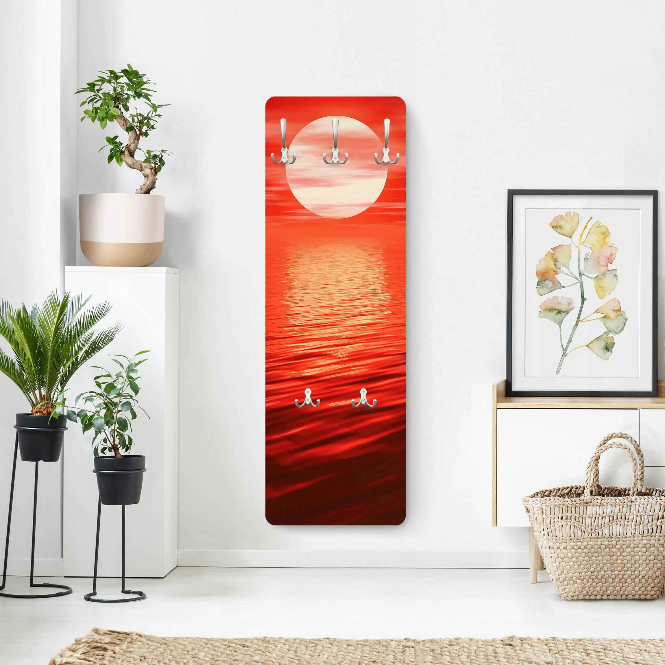 Wandgarderobe Holzpaneel Red Sunset günstig online kaufen