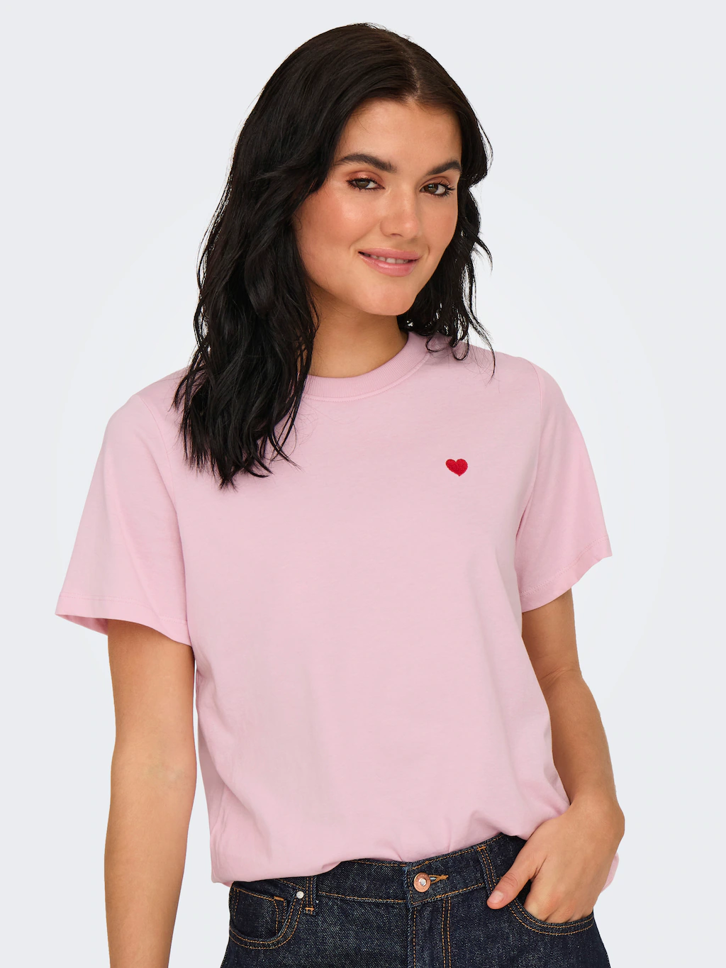 JDY Kurzarmshirt "JDYPISA S/S PRINT TOP JRS NOOS", mit Herz Stickerei günstig online kaufen
