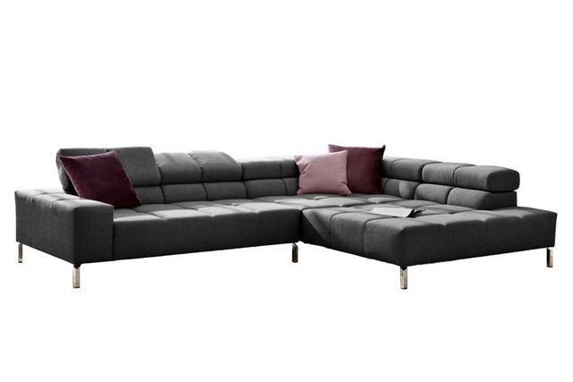 KAWOLA Sofa NELSON, Ecksofa Lounge Stoff grau oder Leder pearl günstig online kaufen