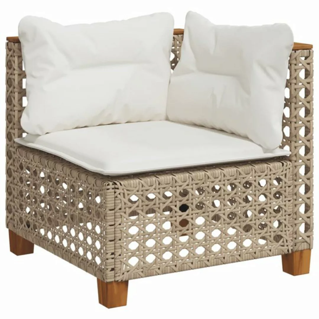 vidaXL Loungesofa Garten-Ecksofa mit Kissen Beige Poly Rattan, 1 Teile günstig online kaufen