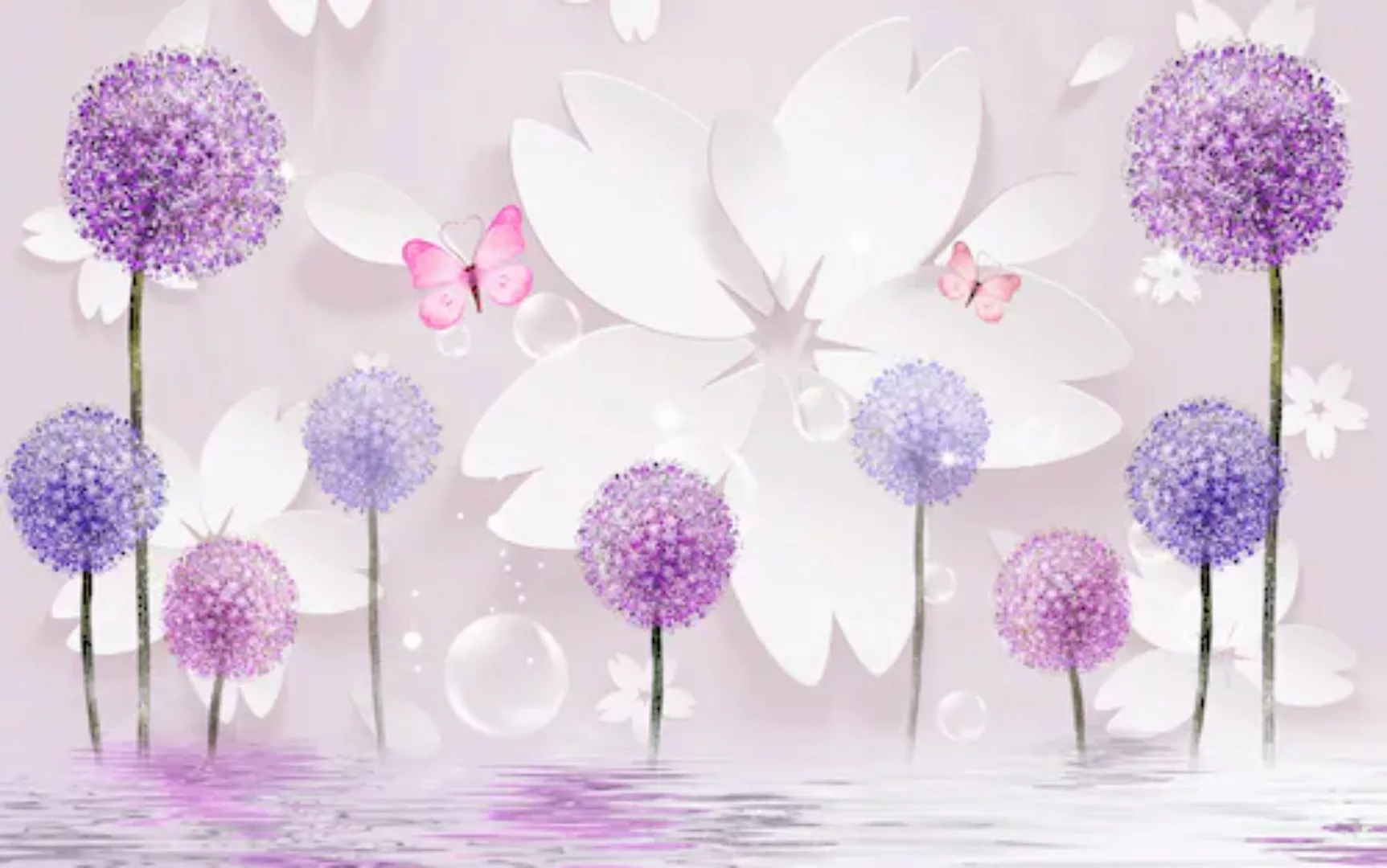 Papermoon Fototapete »Muster mit Blumen und Wasser« günstig online kaufen
