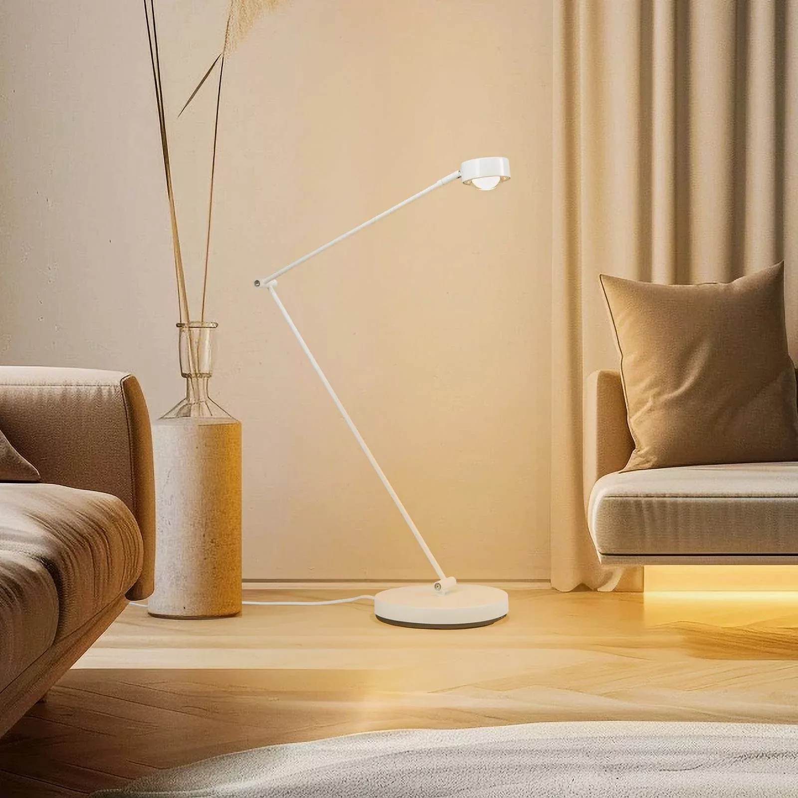 Lindby Stehlampe Jyla, weiß, Linse, 3000K, GX53, Eisen günstig online kaufen