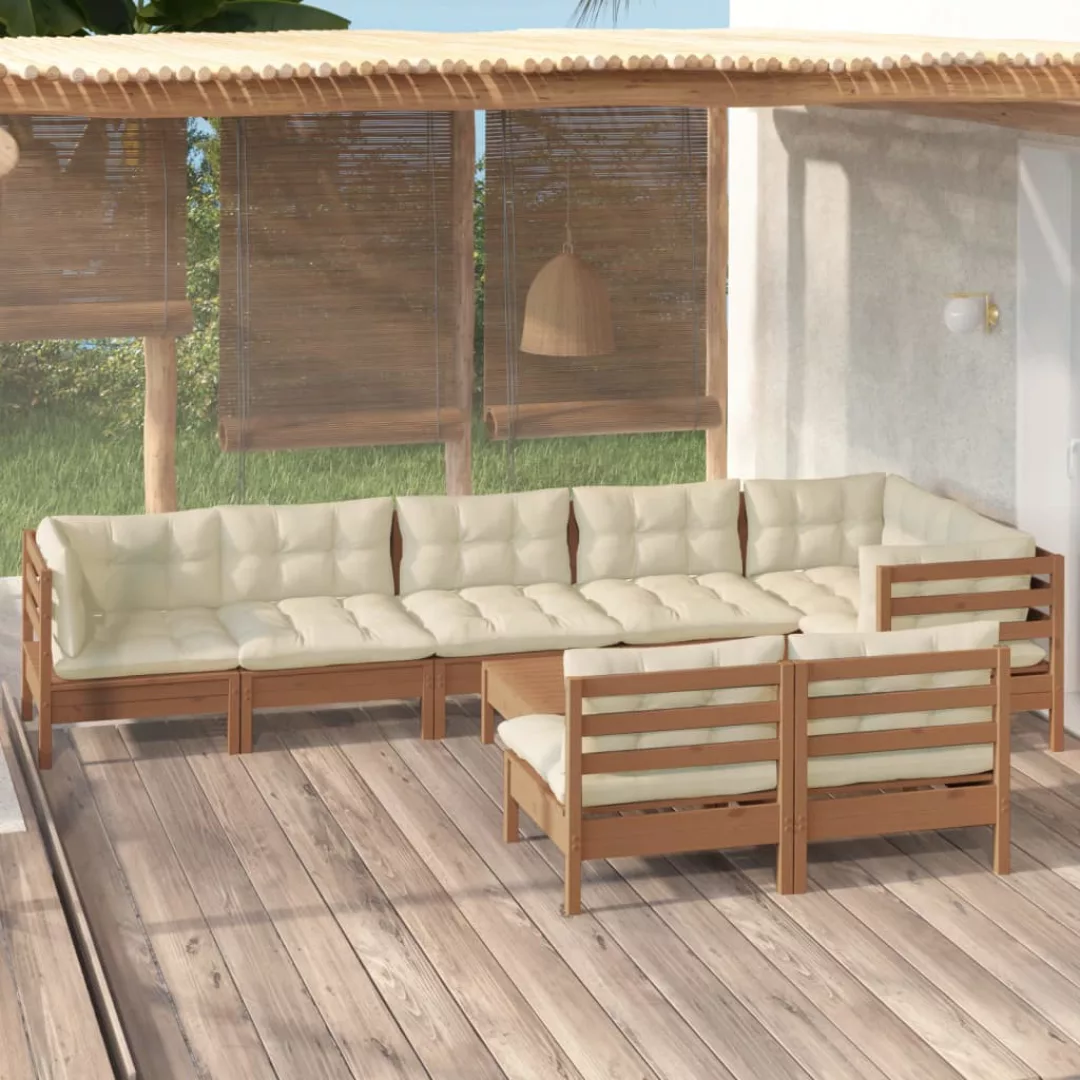 9-tlg. Garten-lounge-set Mit Kissen Honigbraun Kiefernholz günstig online kaufen