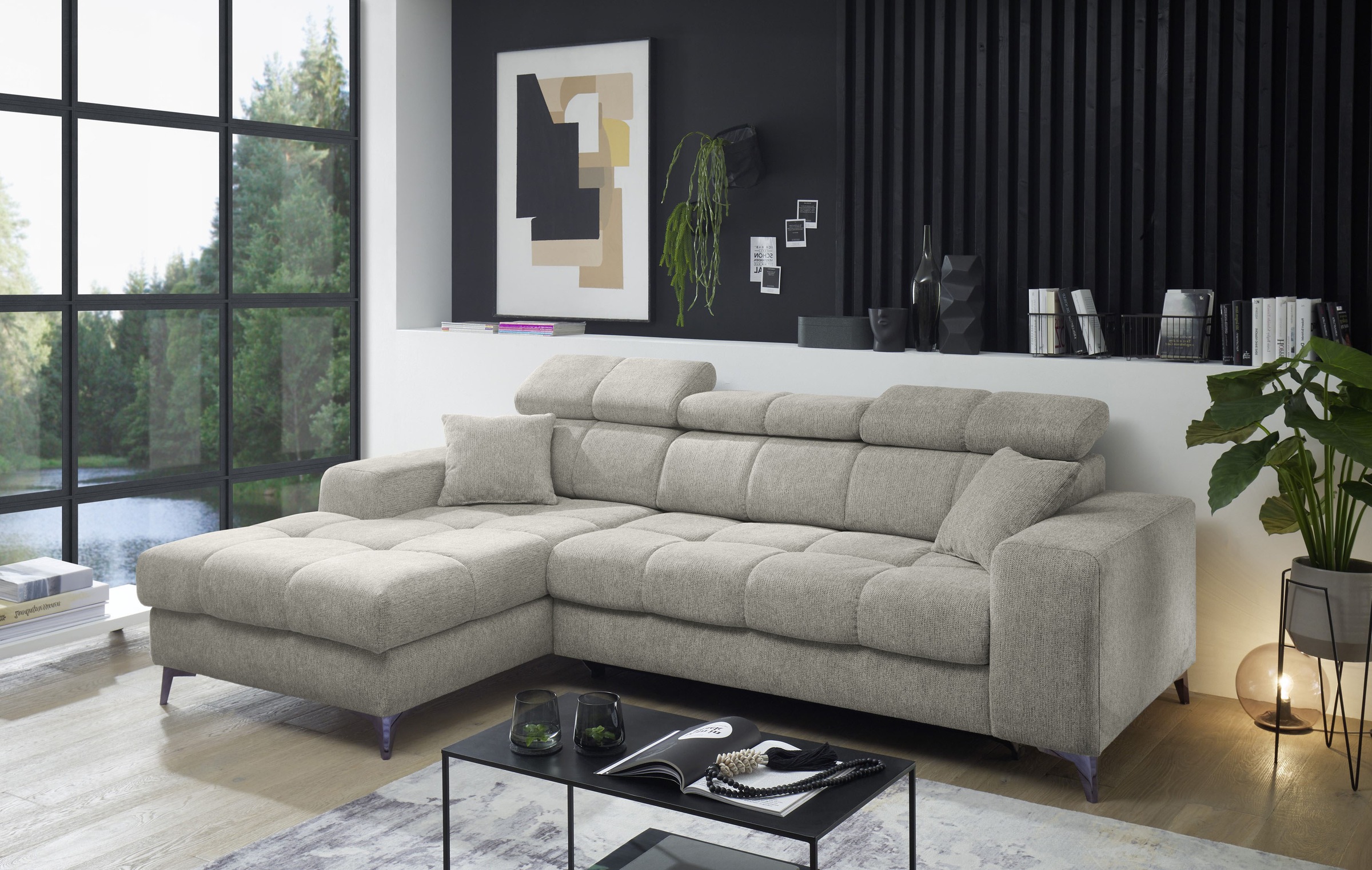 ED EXCITING DESIGN Ecksofa "Sydney L-Form mit Bettfunktion, Bettkasten, Kop günstig online kaufen
