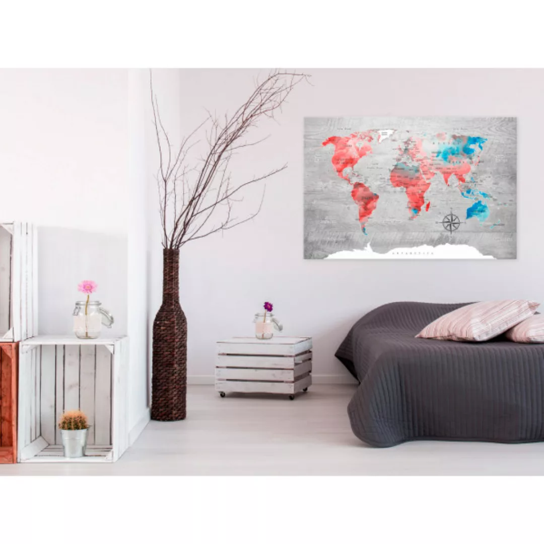 Wandbild World Map: Red Roam XXL günstig online kaufen