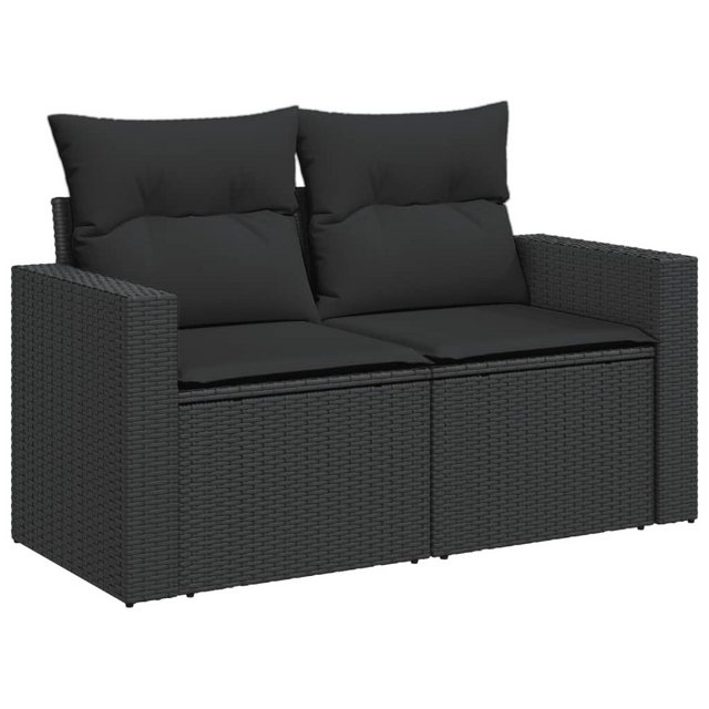 vidaXL Loungesofa Gartensofa mit Kissen 2-Sitzer Schwarz Poly Rattan, 1 Tei günstig online kaufen