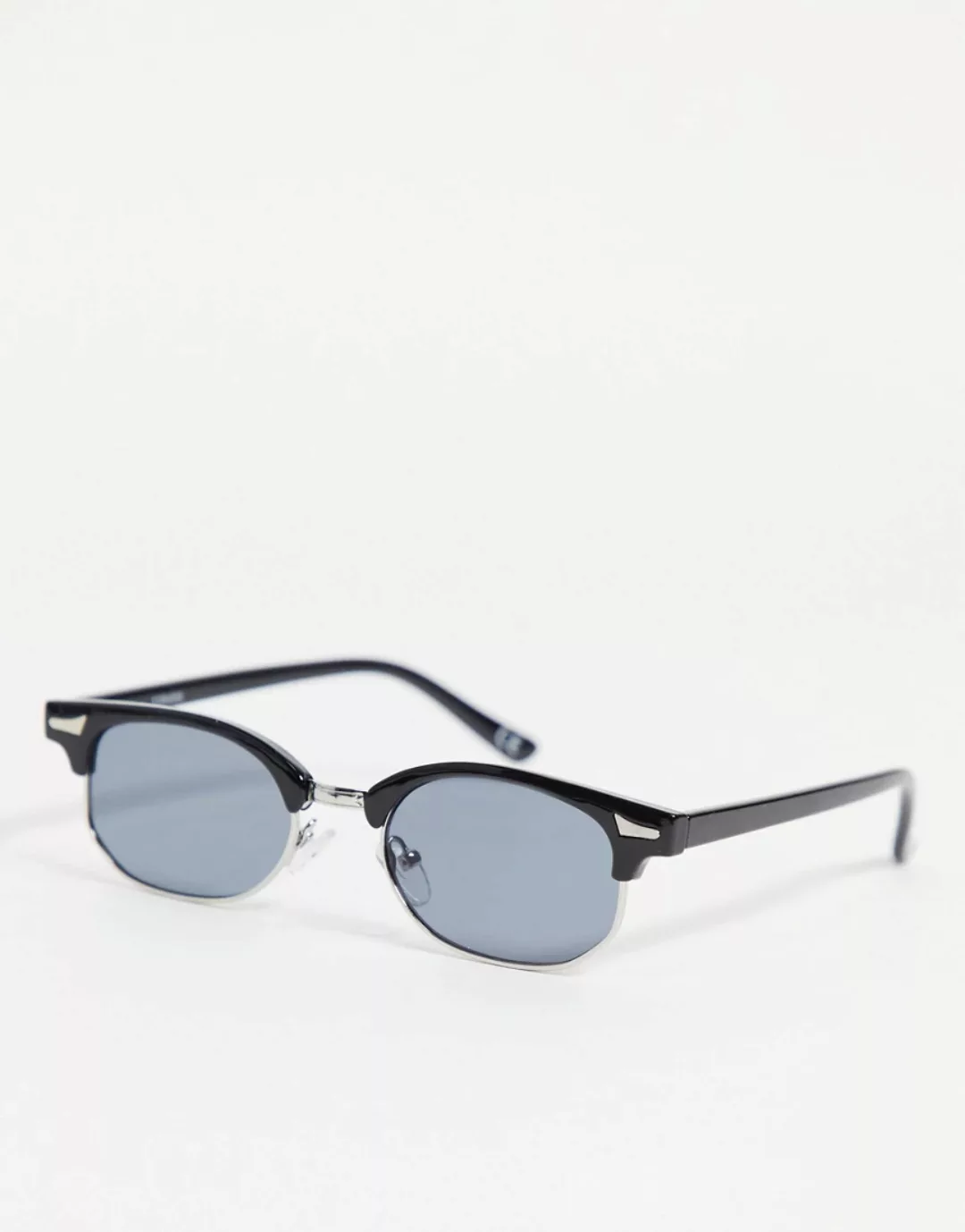 ASOS DESIGN – Mittelgroße Retro-Sonnenbrille in Schwarz mit getönten Gläser günstig online kaufen