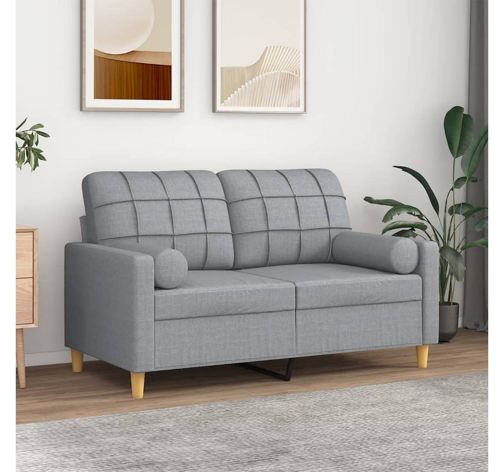 vidaXL Sofa 2-Sitzer-Sofa mit Zierkissen Hellgrau 120 cm Stoff günstig online kaufen