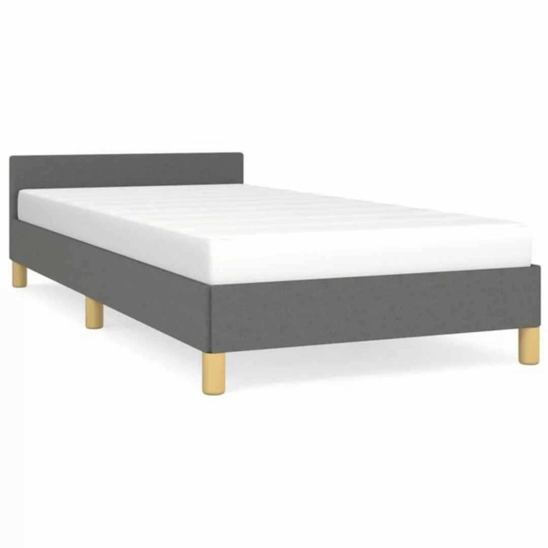 furnicato Bett Bettgestell mit Kopfteil Dunkelgrau 90x200 cm Stoff günstig online kaufen