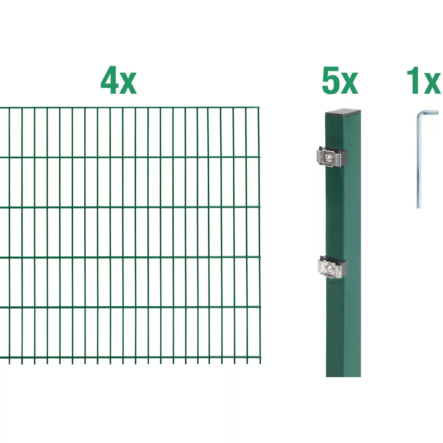 Metallzaun Grund-Set Doppelstabmatte verz. Grün beschichtet 4 x 2 m x 0,8 m günstig online kaufen