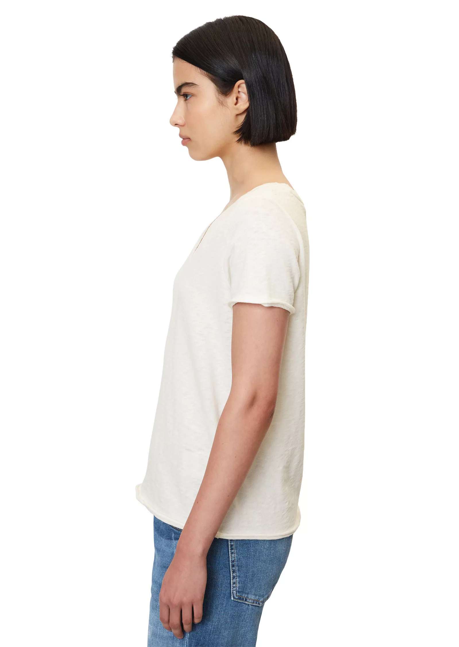 Marc OPolo DENIM T-Shirt, mit abgerundetem V-Neck günstig online kaufen