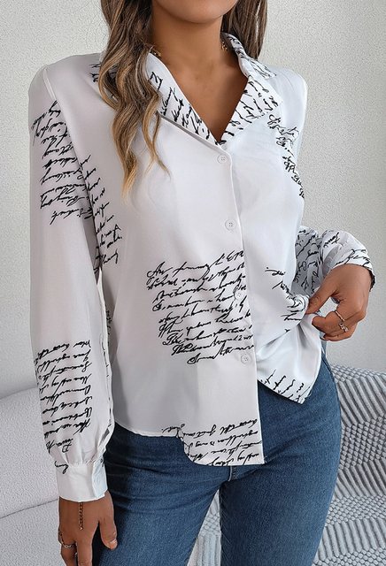 CHENIN Langarmhemd Damen Frühling Sommer Casual Vielseitig Letter Blazer Kr günstig online kaufen