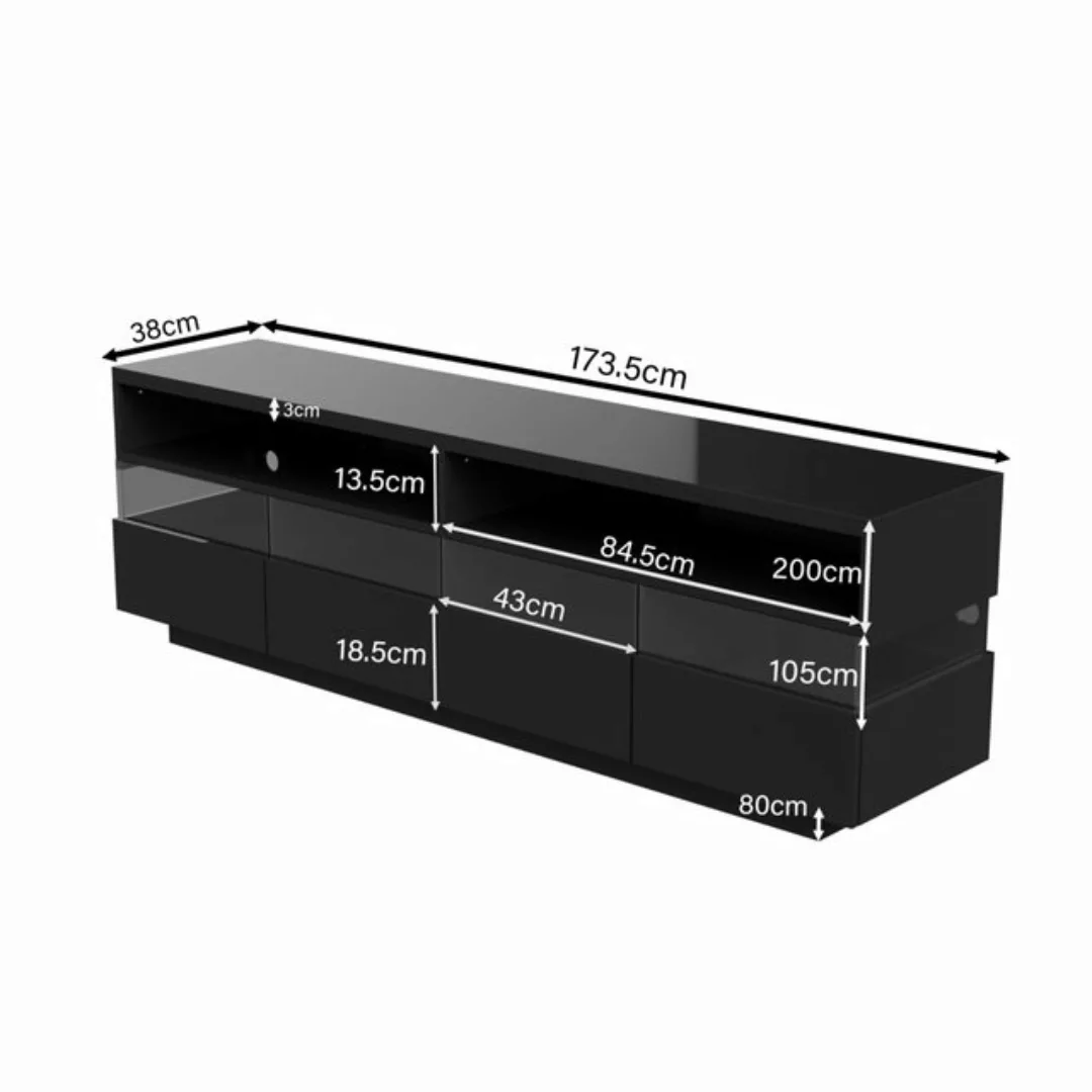 BlingBin TV-Schrank lowboard (1-St., mit LED-Beleuchtung, zwei Fächer und v günstig online kaufen
