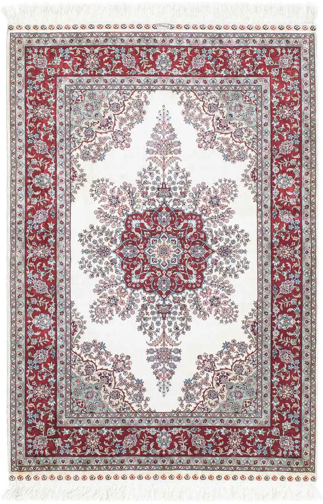 morgenland Orientteppich »Hereke - 137 x 91 cm - dunkelrot«, rechteckig, 3 günstig online kaufen