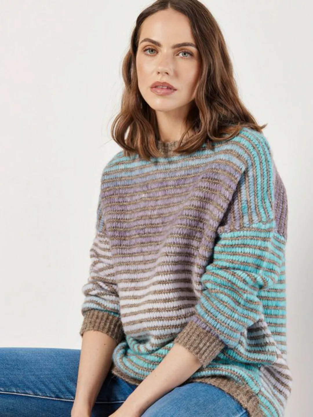 Apricot Strickpullover Multicolor Streifenpullover, (1-tlg) in weicher Ware günstig online kaufen