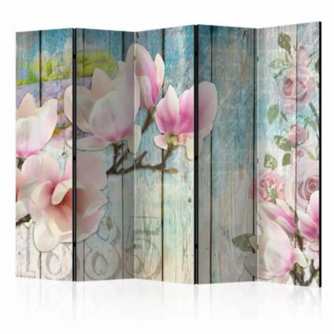 artgeist Paravent Pink Flowers on Wood II [Room Dividers] mehrfarbig Gr. 22 günstig online kaufen