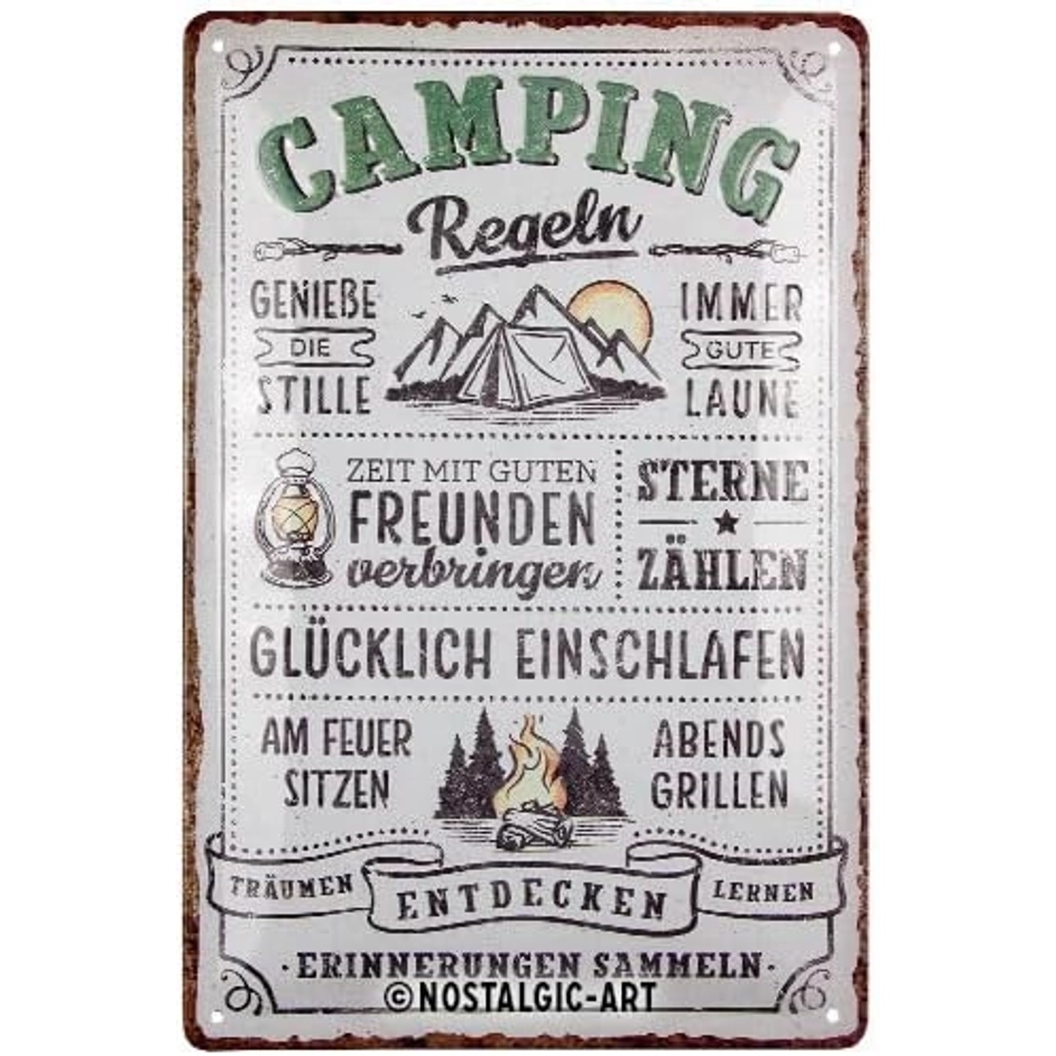 Nostalgic-Art Blechschild 20 x 30cm - Camping-Regeln günstig online kaufen