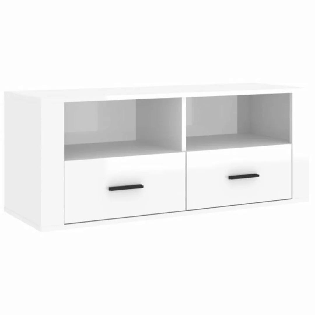 Vidaxl Tv-schrank Hochglanz-weiß 100x35x40 Cm Holzwerkstoff günstig online kaufen