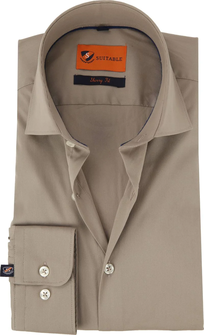 Suitable Hemd Uni Khaki - Größe 37 günstig online kaufen