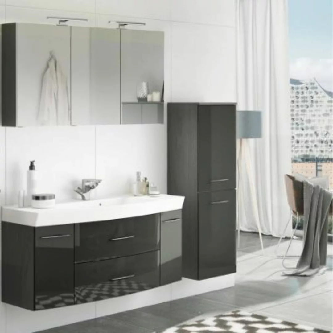 Lomadox Badmöbel Waschplatz Set mit Midischrank & 120cm Waschtisch FLORIDO- günstig online kaufen