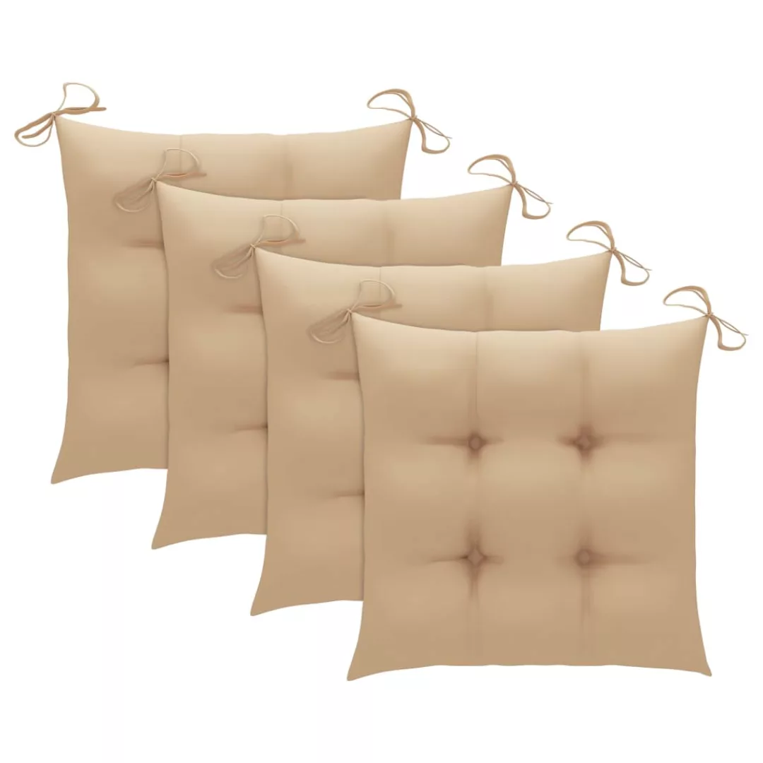 Stuhlkissen 4 Stk. Beige 40x40x7 Cm Stoff günstig online kaufen