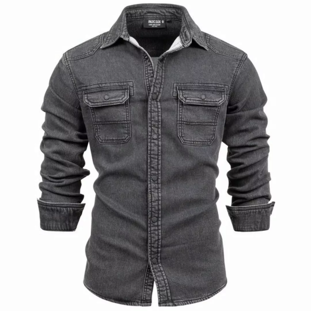 Indicode Langarmhemd Herrenhemd - Modell Cash - in 2 Farben - Jeansoptik Tr günstig online kaufen