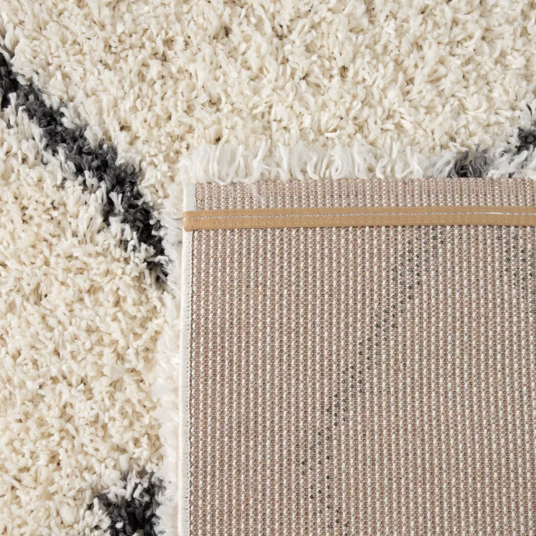 Paco Home Hochflor-Teppich »Kalmar 446«, rund, Scandi Design, Rauten Muster günstig online kaufen