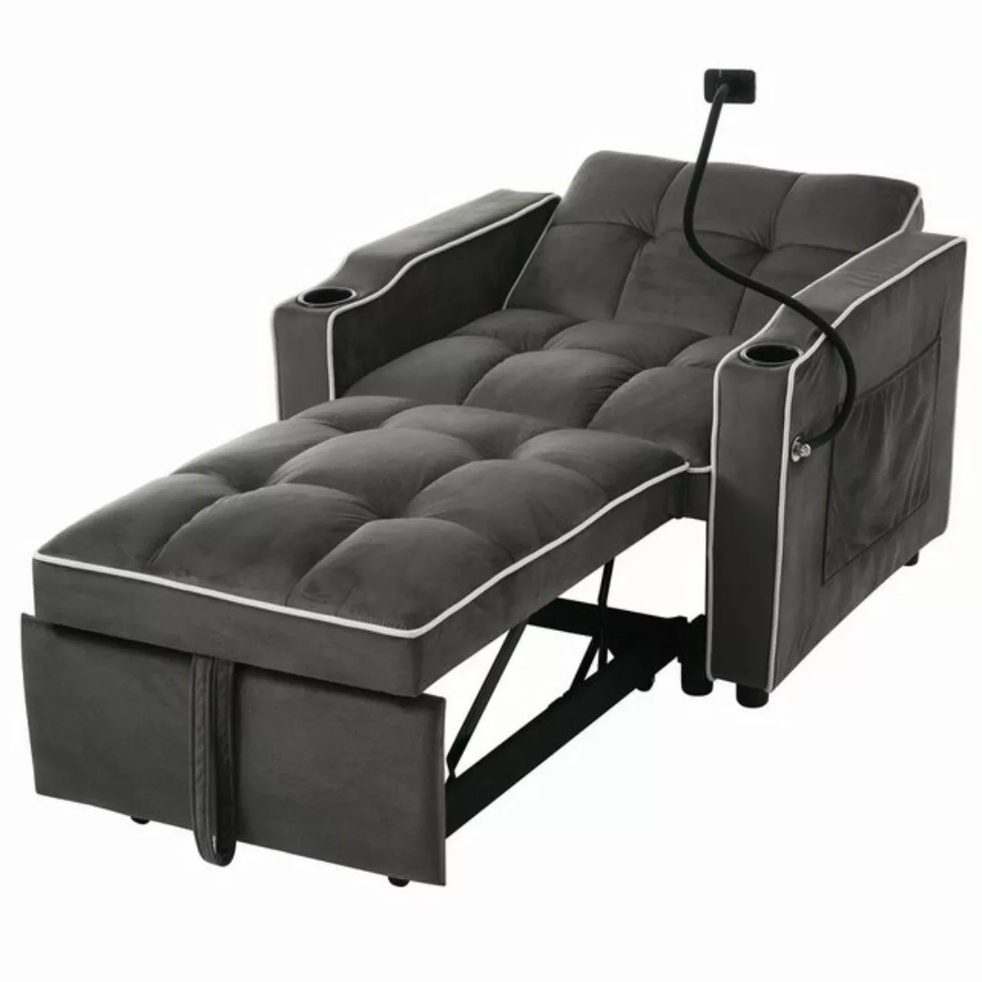 Merax Schlafsofa mit 3-in-1 Bettfunktion, Loungesessel mit Getränke- & Hand günstig online kaufen