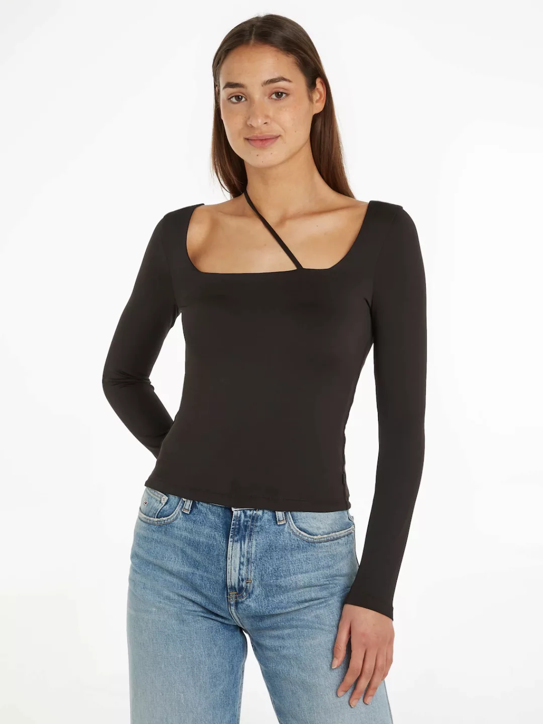 Tommy Jeans Crop-Top, mit eckigen Ausschnitt und stylischer Zusatzschnur günstig online kaufen