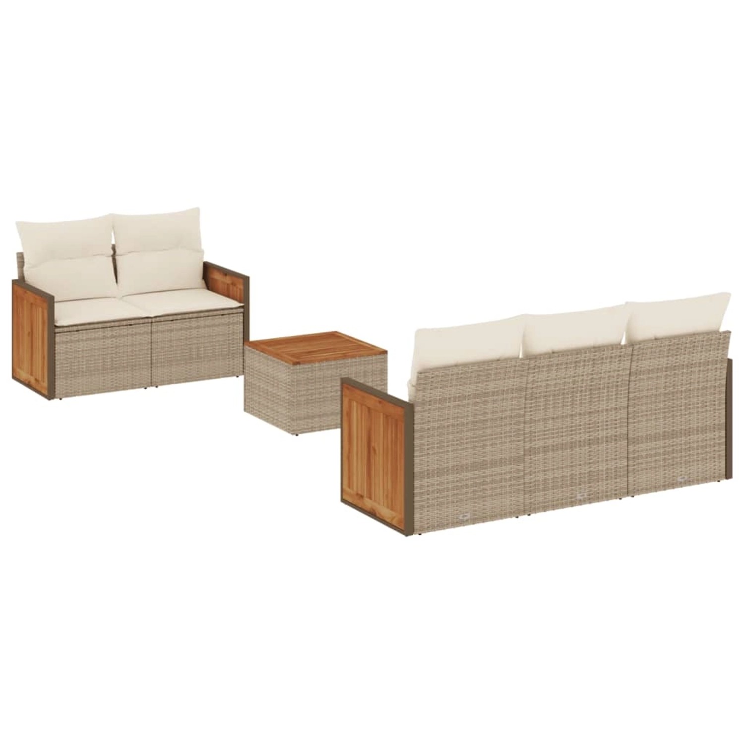 vidaXL 6-Tlg Garten-Sofagarnitur mit Kissen Beige Poly Rattan 3227465 günstig online kaufen