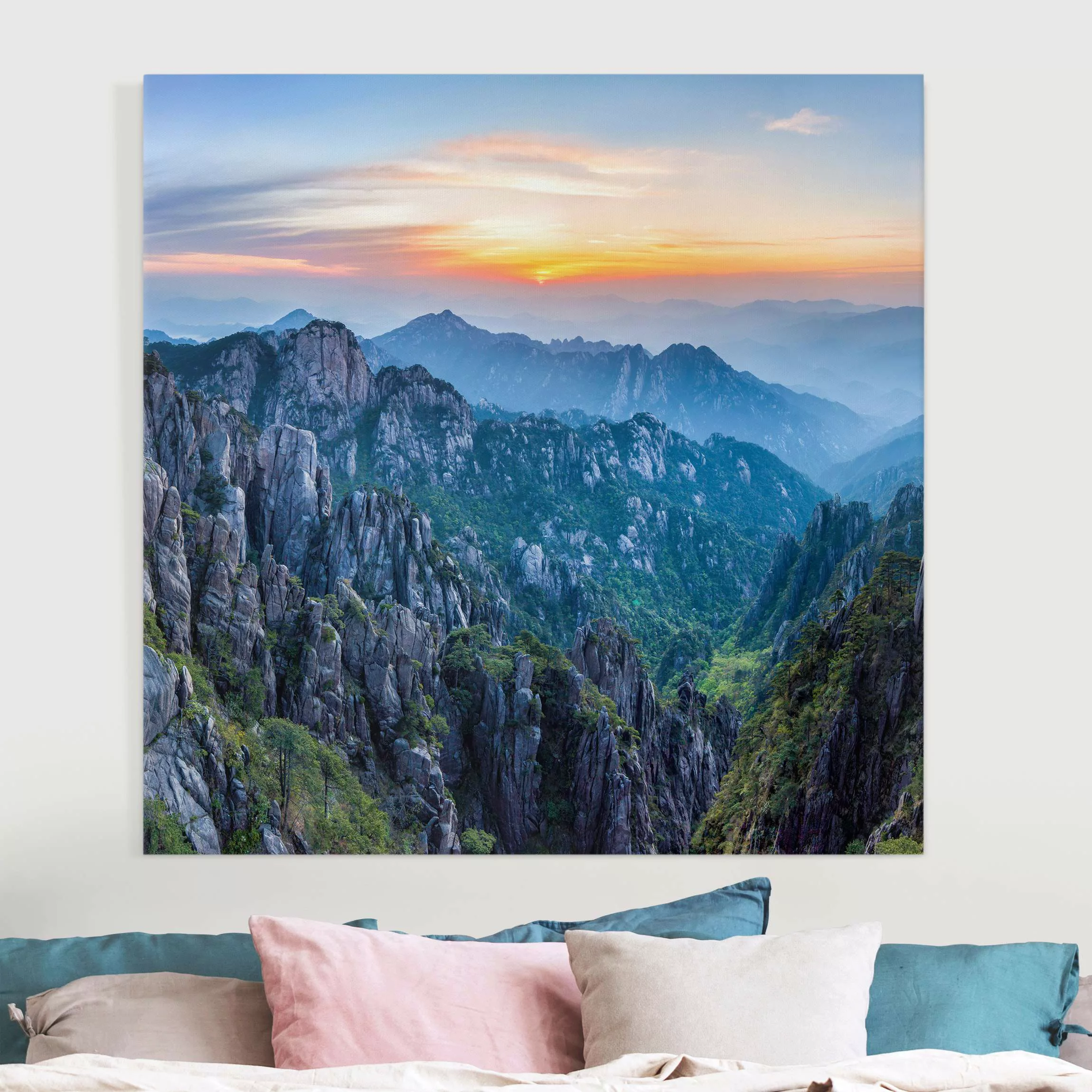 Leinwandbild Sonnenaufgang über dem Huangshan Gebirge günstig online kaufen